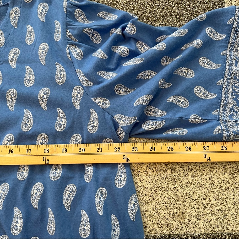 J. Jill Light Blue Paisley V-Neck Blouse - Picture 10 of 11